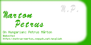 marton petrus business card